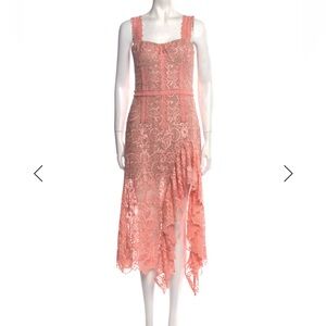 Bronx and Banco Asymmetrical Lace Dress in Coral